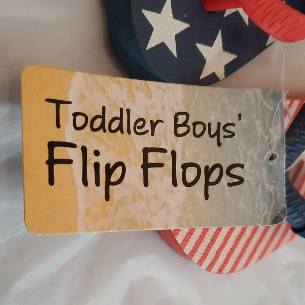 Size 5/6 Patriotic Kids Flip Flops with Stars and Stripes